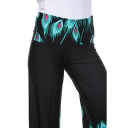 Womens White Mark Peacock Print Palazzo Pants - Turquoise/Aqua