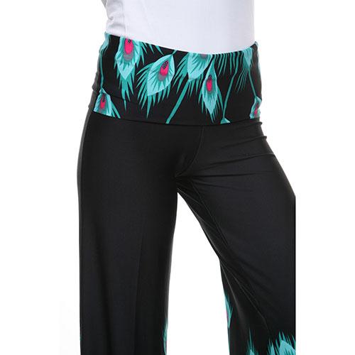 Womens White Mark Peacock Print Palazzo Pants - Turquoise/Aqua