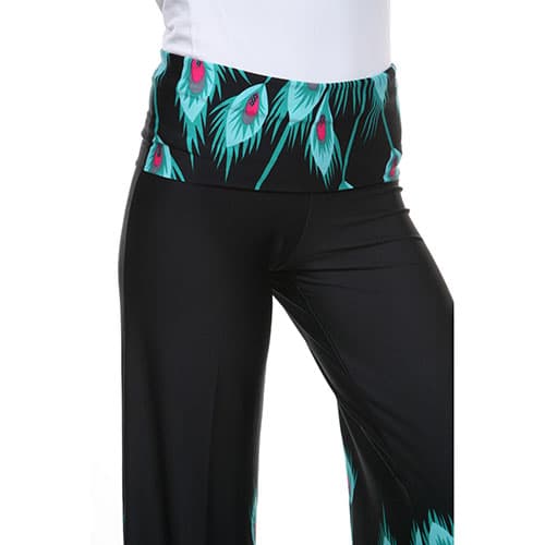 Womens White Mark Peacock Print Palazzo Pants - Turquoise/Aqua