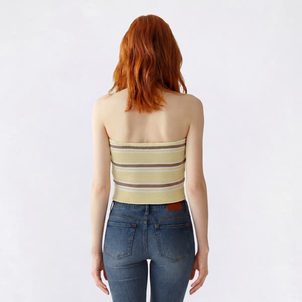 Juniors Pink Rose Stripe Sweater Tube Top