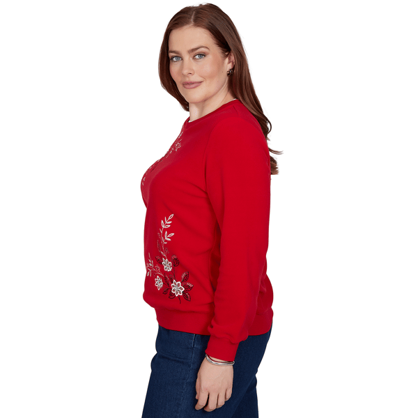 Petite Alfred Dunner Classics Floral Embroidered Sweatshirt