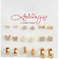 Ashley 9pr. Gold Plated Pave Butterflies & Flowers Earrings - image 1