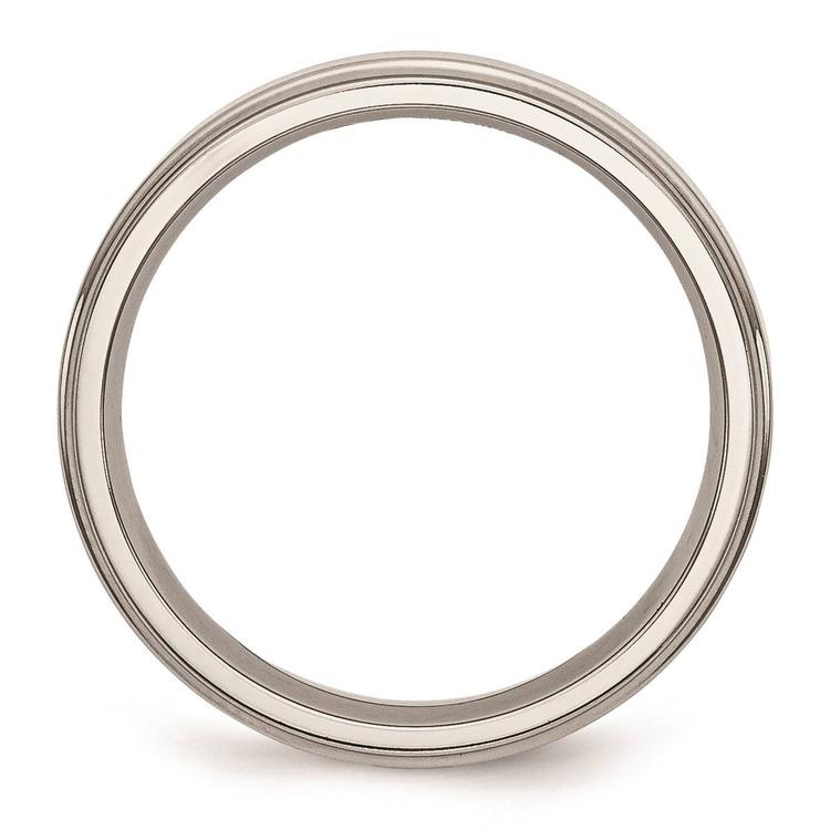 Mens Gentlemen's Classics™ Steel Ridged Edge Wedding Band