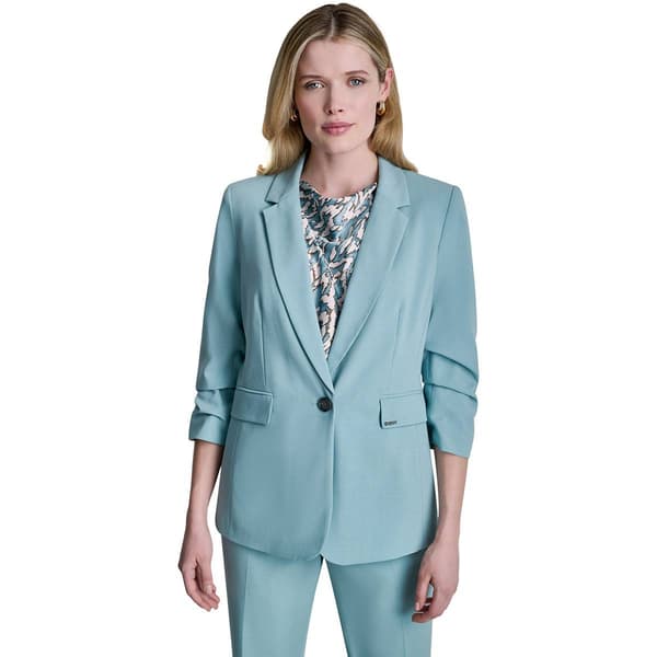 Womens DKNY 3/4 Scrunch Sleeve One Button Flap Pocket Jacket - image 