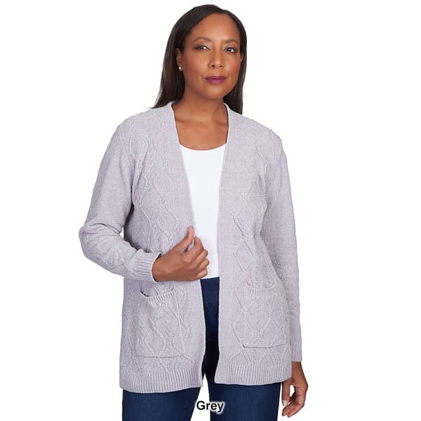 Womens Alfred Dunner Classics Chenille Open Cardigan