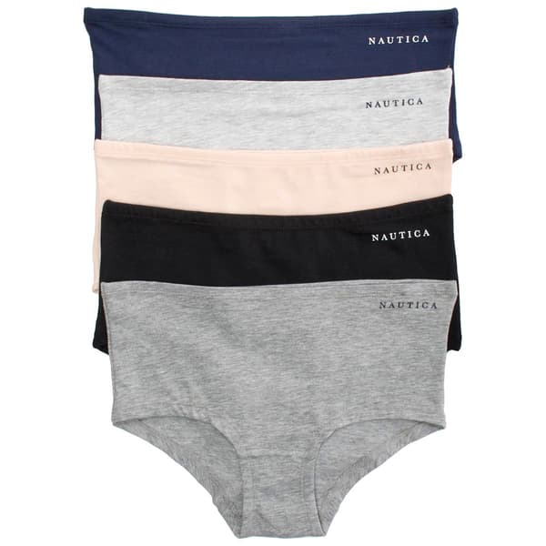 Womens Nautica 5pk. Cotton Boyshorts w/ Silicone Logo - NT8798-5 - image 