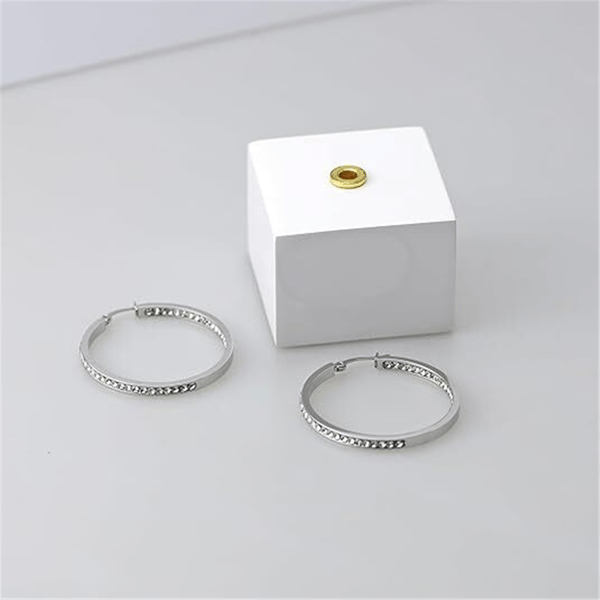 Saffron Silver Tone Inside Out 40mm Hoop Earrings