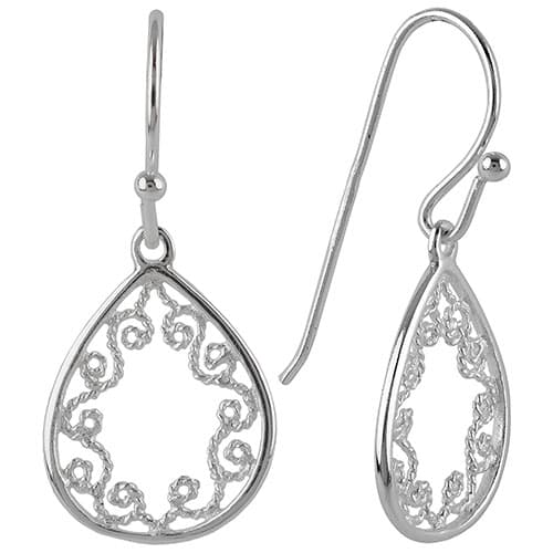 Sterling Silver Open Teardrop Earrings - image 