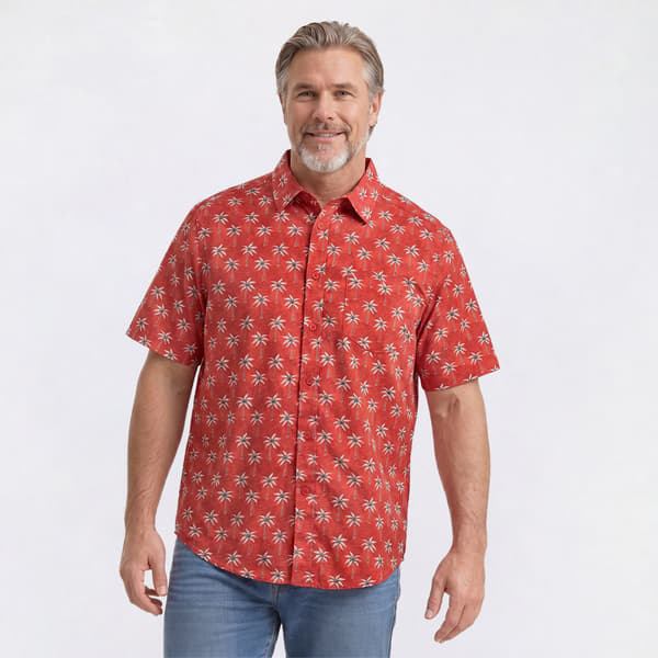 Mens Big & Tall Joe Marlin Tropical Leaf Button Down Shirt - image 