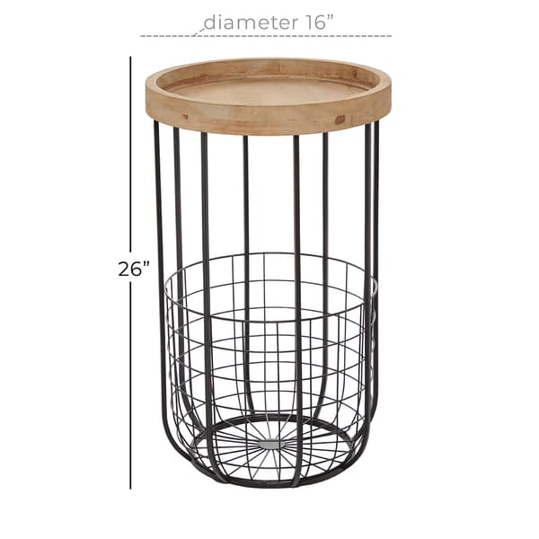 9th & Pike® Round Wood Tray Top Accent Table