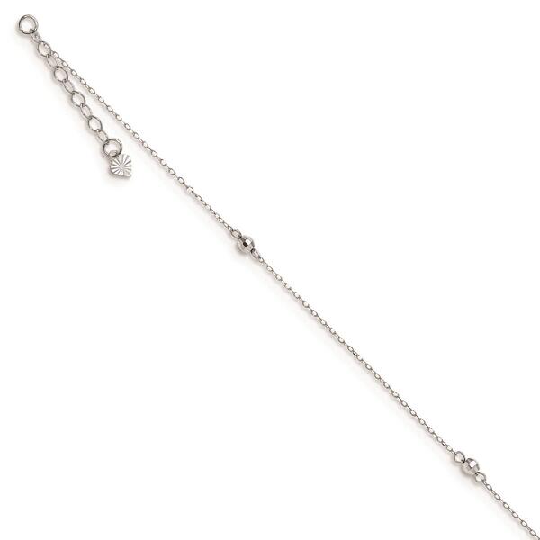 Gold Classics&#40;tm&#41; 14kt. White Gold Mirror Beaded 9in. Anklet - image 