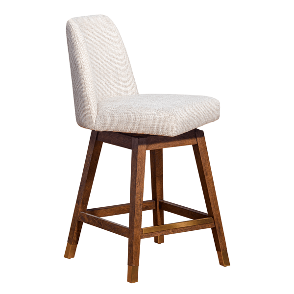 Armen Living Amelia 26in. Beige Fabric Swivel Counter Stool