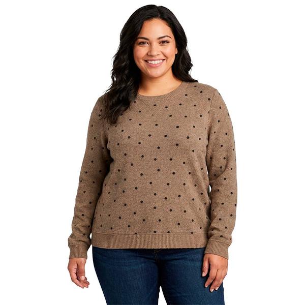Plus Size Emily Daniels Long Sleeve Dot Crew Neck Sweater - image 