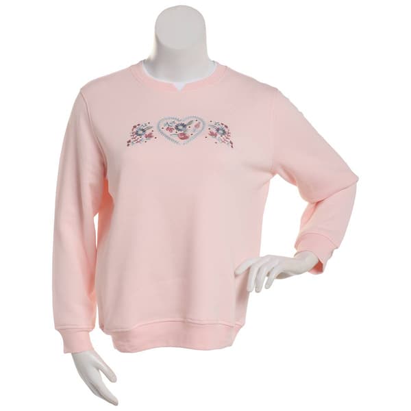 Womens Hasting & Smith Heart Floral Embroidered Sweatshirt