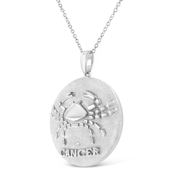 Haus of Brilliance Sterling Silver Diamond Cancer Zodiac Pendant
