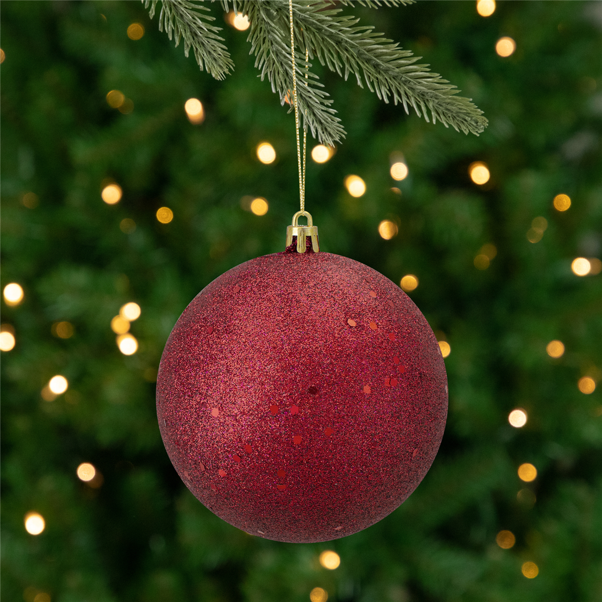 Northlight Holographic Glitter Burgundy Christmas Ball Ornament