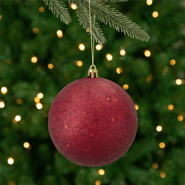Northlight Holographic Glitter Burgundy Christmas Ball Ornament - image 