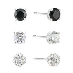 Sunstone Sterling Silver 4mm Trio Earring Set