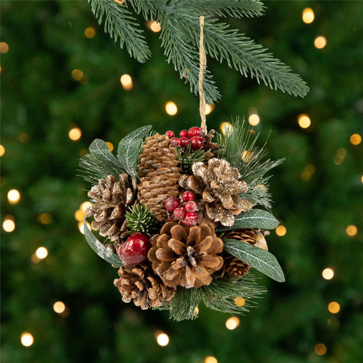 Northlight Mixed Foliage Frosted Christmas Ball Ornament