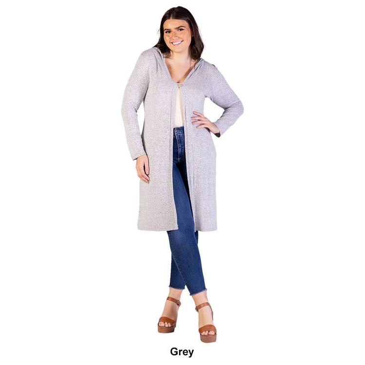 Plus Size 24/7 Comfort Apparel Knee Length Hooded Cardigan Shrug