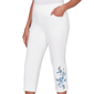 Womens Alfred Dunner Mykonos Floral Embroidery Fringe Hem Capris - image 4
