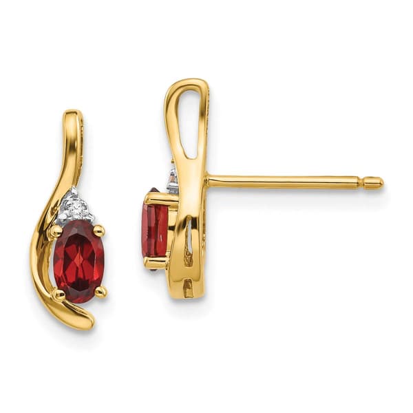 14kt. Yellow Gold Oval Garnet Stud Earrings - image 