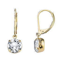 1928 Gold-Tone Single Drop Crystal Earrings