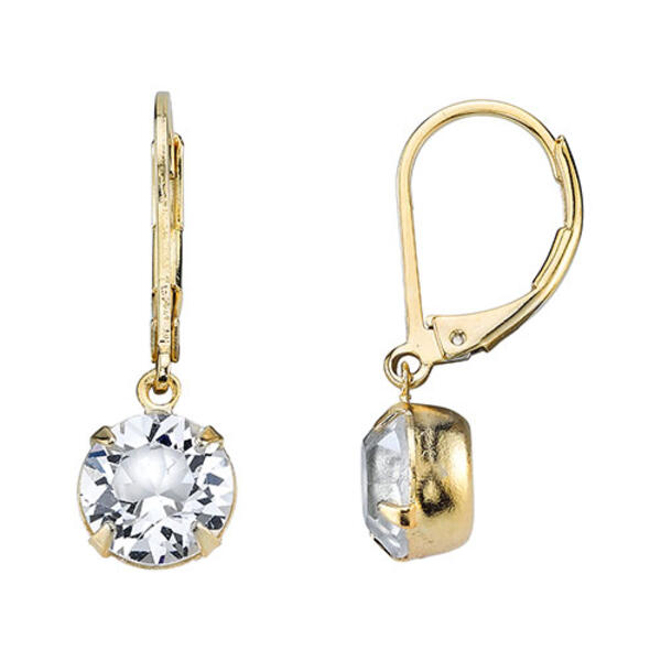1928 Gold-Tone Single Drop Crystal Earrings - image 