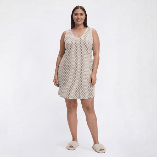 Plus Size Nicole Miller Geo Stamped Tank V-Neck Sleep Nightshirt - image 