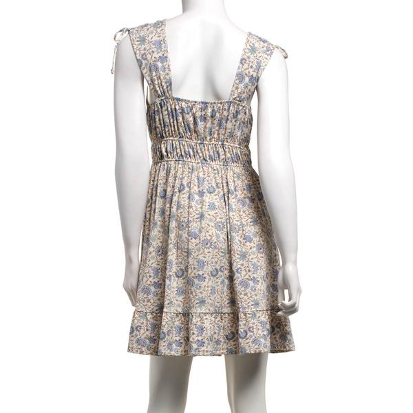 Juniors Wallflower Floral Tie Shoulder Smock Waist Ruffle Dress