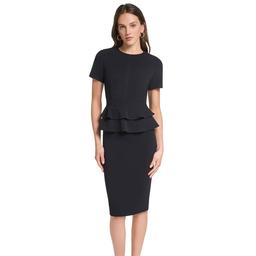 Womens Calvin Klein Short Sleeve Double Peplum Midi Dress