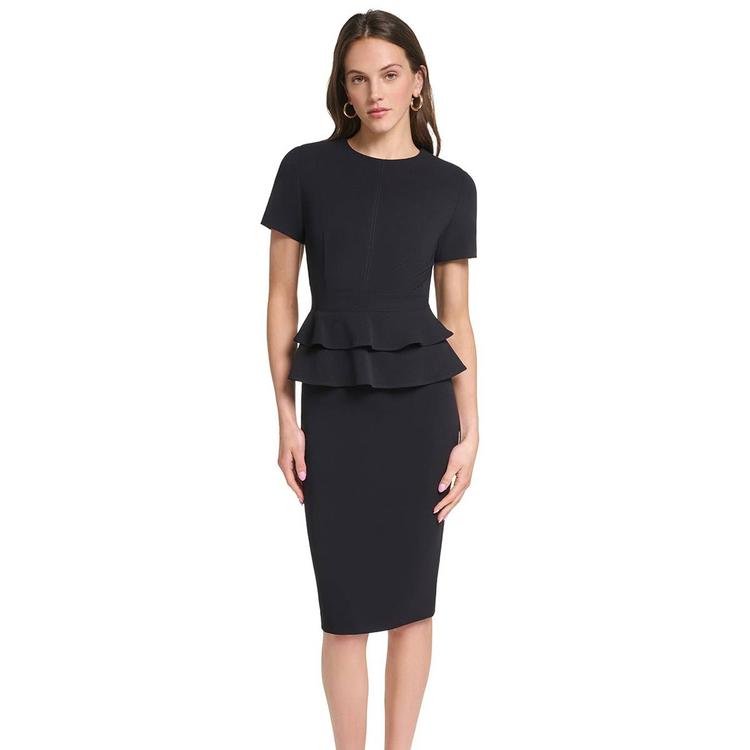 Womens Calvin Klein Short Sleeve Double Peplum Midi Dress
