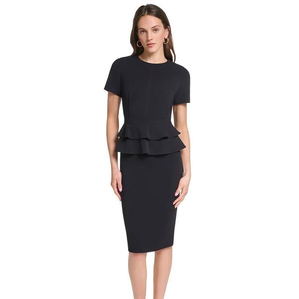Womens Calvin Klein Short Sleeve Double Peplum Midi Dress
