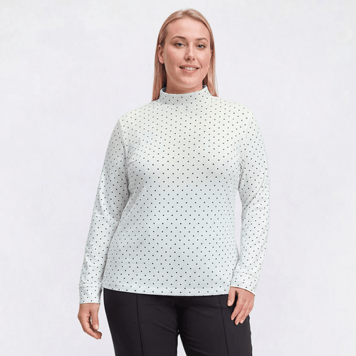 Plus Size Hasting & Smith Long Sleeve Mock Neck Dot Tee - image 