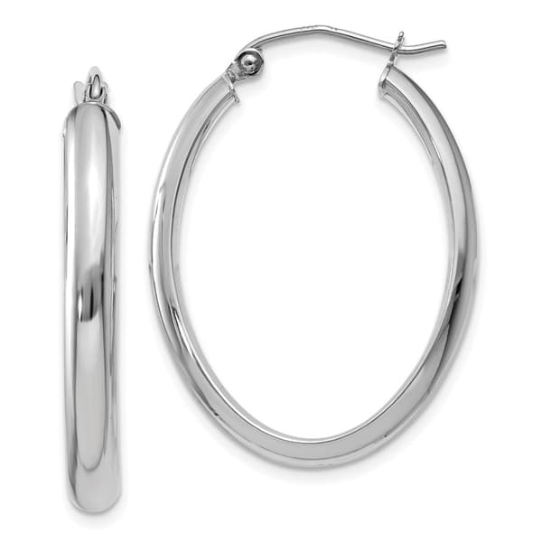 Gold Classics&#40;tm&#41; 14k White Gold 30x22mm Oval Hoop Earrings - image 