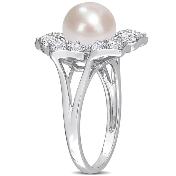 Gemstone Classics™ Pearl & Sapphire Floral Ring