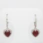 Ruby and Cubic Zirconia Heart Lever Back Drop Earrings - image 1