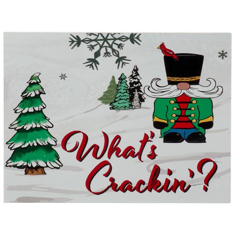 Wooden Block with Nutcracker Trees & Snowflakes