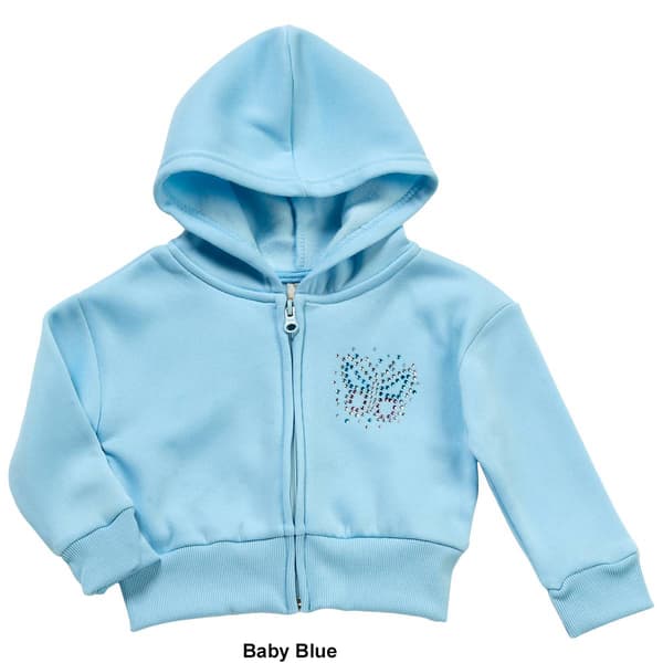 Toddler Girl Sweet Butterfly Bejeweled Fleece Hoodie - Butterfly