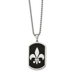 Mens Gentlemen's Classics(tm) Fleur de Lis Dog Tag Necklace