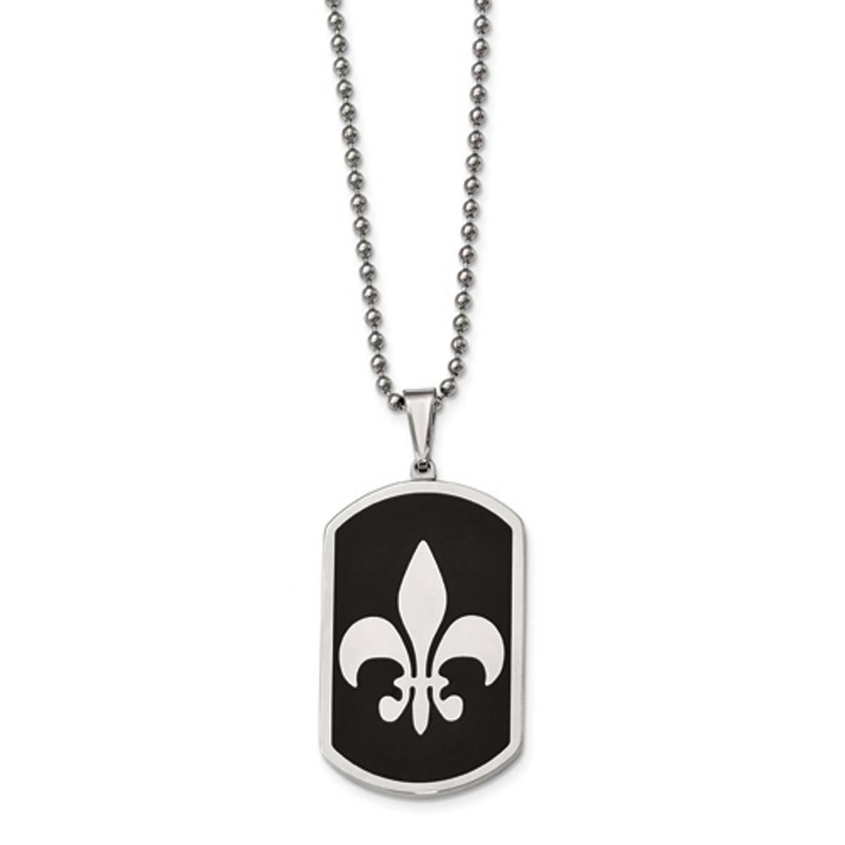 Mens Gentlemen's Classics(tm) Fleur de Lis Dog Tag Necklace