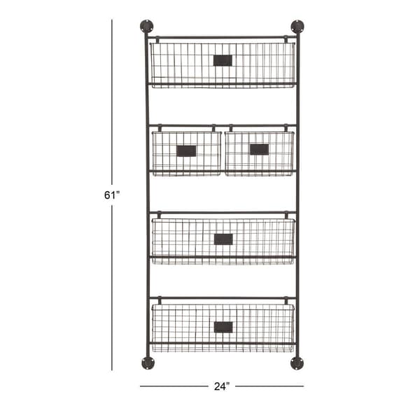 9th & Pike&#174; Large Black Metal Basket Wall Rack