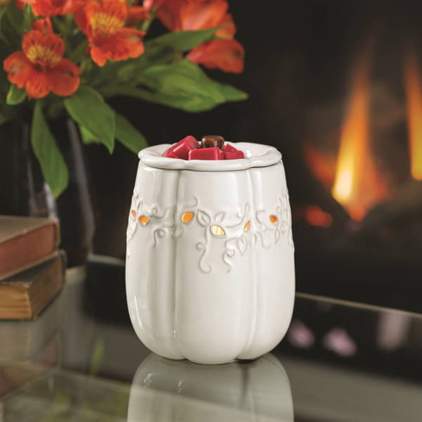 Candle Warmers Etc. White Pumpkin Illumination Wax Warmer