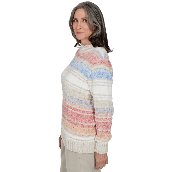 Petite Alfred Dunner Sunset Ridge Space Dye Stripe Sweater