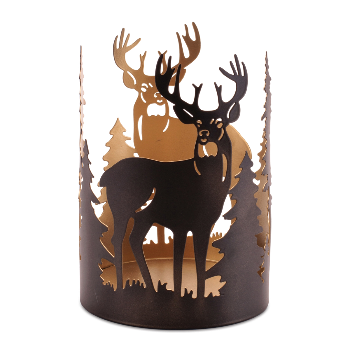 Melrose Cut Metal Deer & Forest Candle Holder - Set of 2