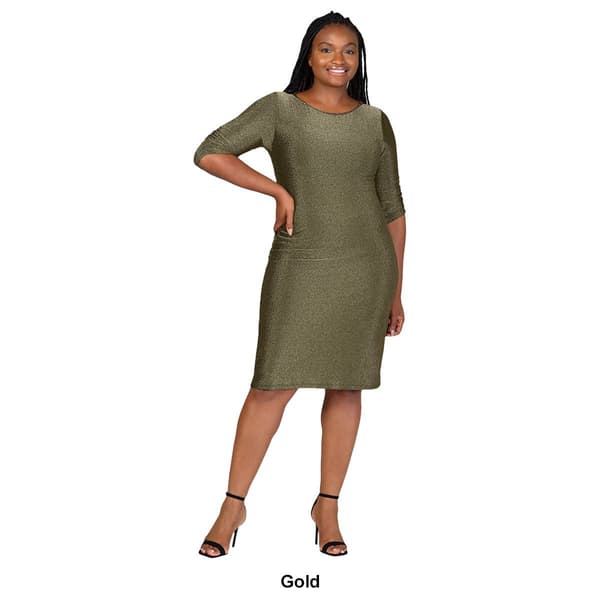 Plus Size 24/7 Comfort Apparel Shimmer Bodycon Mini Party Dress