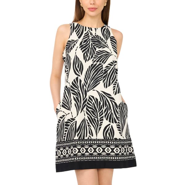 Womens Cece Sleeveless Border Print Rayon Linen Sheath