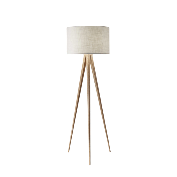HomeRoots 60 Natural Metal Tripod Floor Lamp With White Fabric