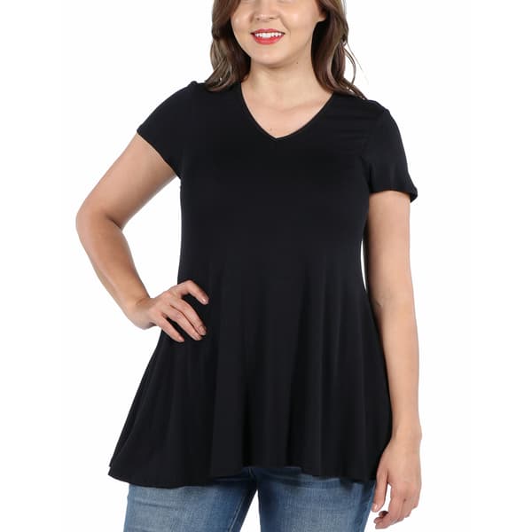 Plus Size 24/7 Comfort Apparel Short Sleeve V-neck Tunic