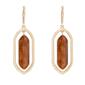 Chaps Gold-Tone & Tigers Eye Long Orbital Drop Earrings - image 1